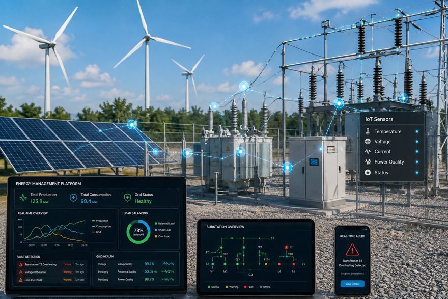 Smart grid edge substation sensors and renewables telemetry