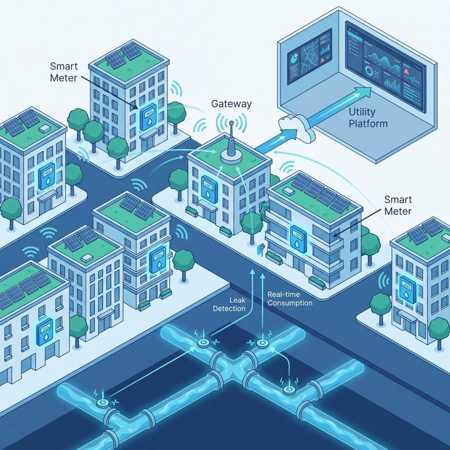 City-wide water network telemetry on the management platform