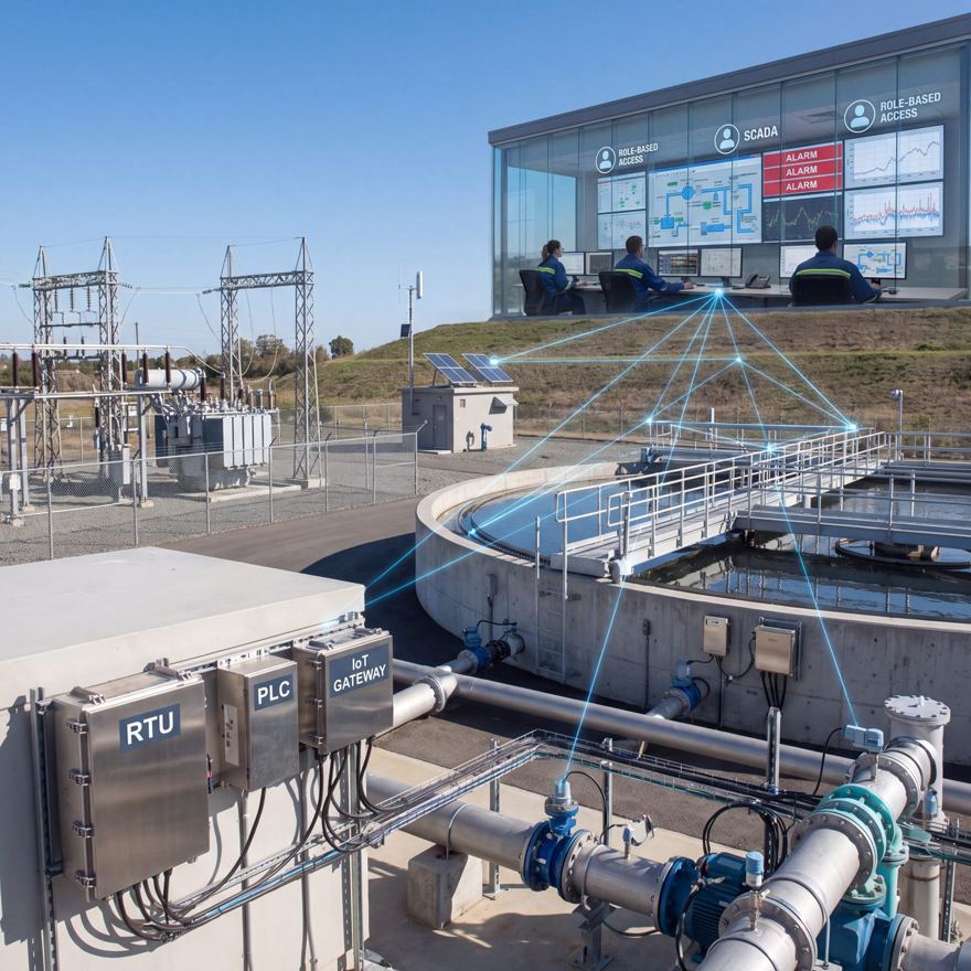 Cellular industrial gateway bridging SCADA and legacy plant into a management platform