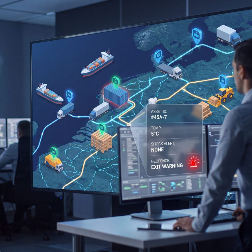 Asset tracking with condition monitoring and geofencing